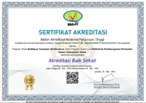 Bukti Komitmen Cetak SDM  Unggul, Prodi BTH Polbangtan Kementan Raih Akreditasi “Baik Sekali”