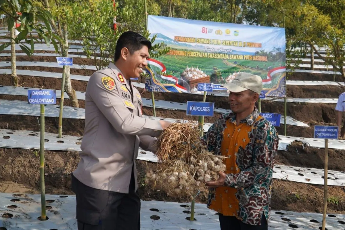 Polres Tasikmalaya Salurkan Benih Bawang Putih Dukung Swasembada Pangan